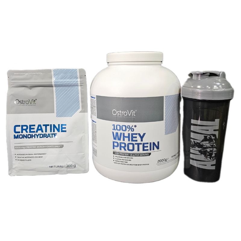 Pack Proteina 100% Whey 2000g + Creatina Monohidratada 500g + Shaker de Regalo 🎁