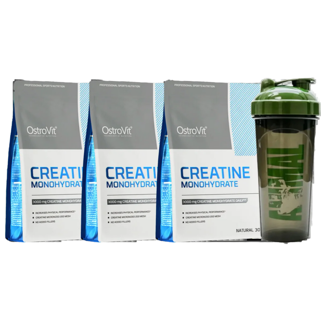 Pack 3 CREATINAS MONOHIDRATADA OSTROVIT DE 300 GRS + SHAKER DE REGALO