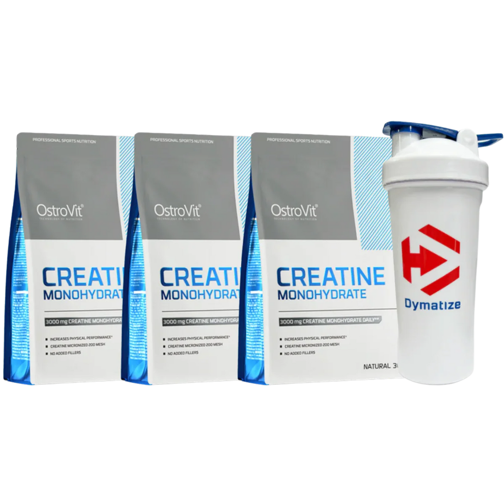 Pack 3 CREATINAS MONOHIDRATADA OSTROVIT DE 300 GRS + SHAKER DE REGALO