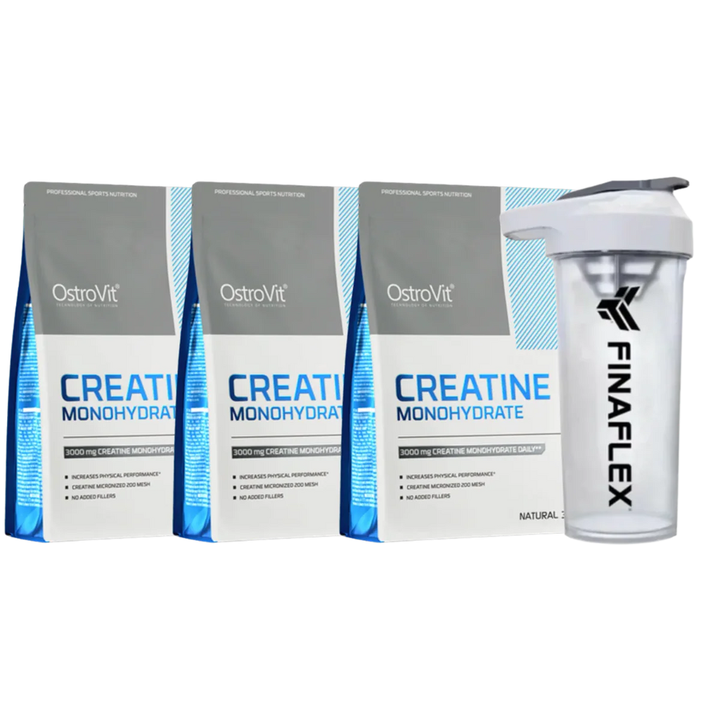 Pack 3 CREATINAS MONOHIDRATADA OSTROVIT DE 300 GRS + SHAKER DE REGALO