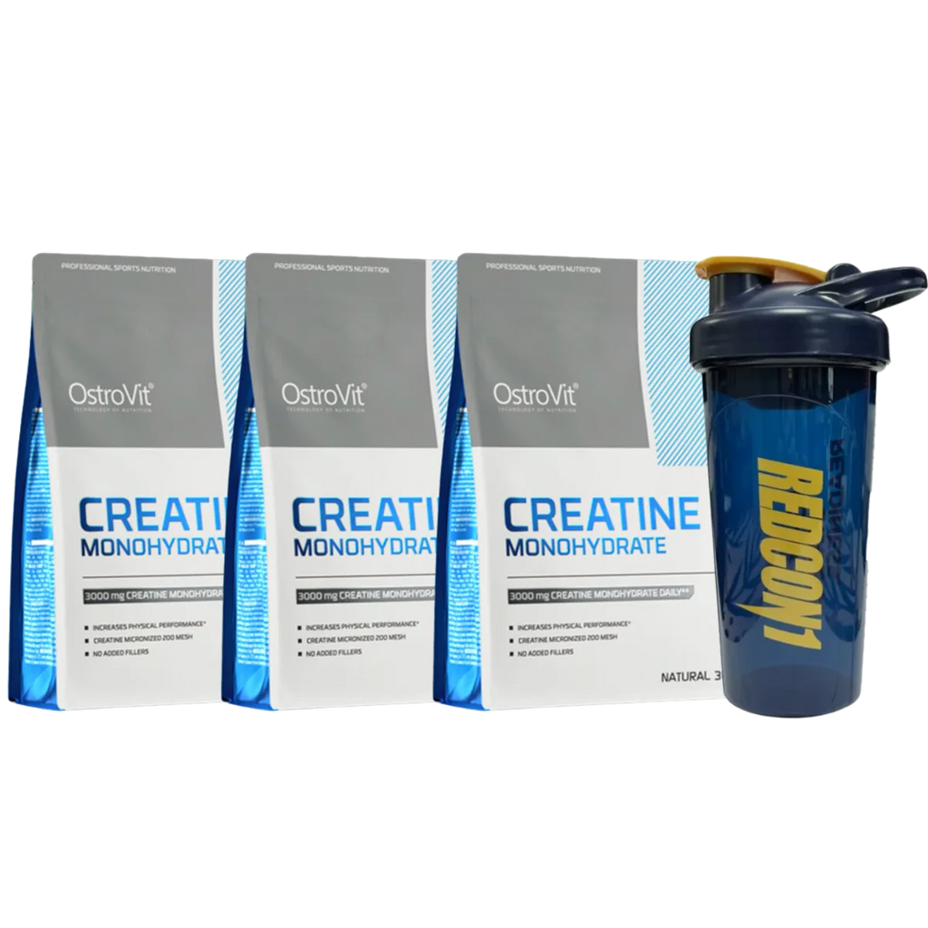 Pack 3 CREATINAS MONOHIDRATADA OSTROVIT DE 300 GRS + SHAKER DE REGALO