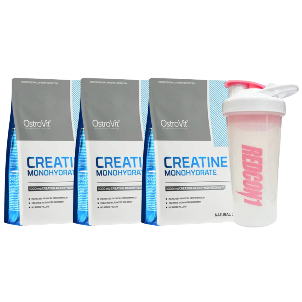 Pack 3 CREATINAS MONOHIDRATADA OSTROVIT DE 300 GRS + SHAKER DE REGALO