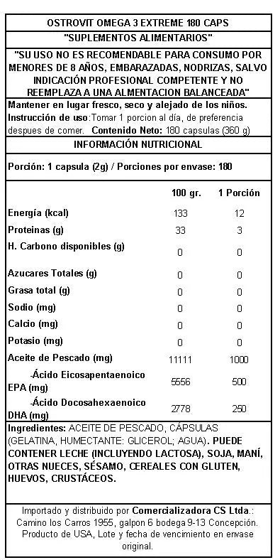 OSTROVIT OMEGA 3 EXTREME 180 CAPS