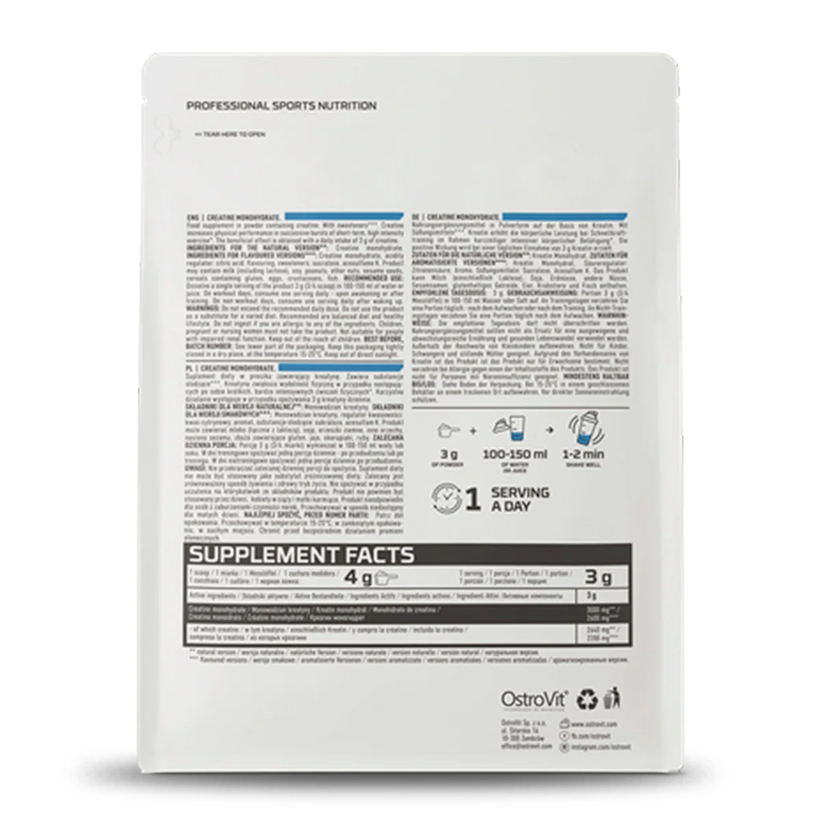 CREATINE MONOHYDRATE OSTROVIT 500 GRS