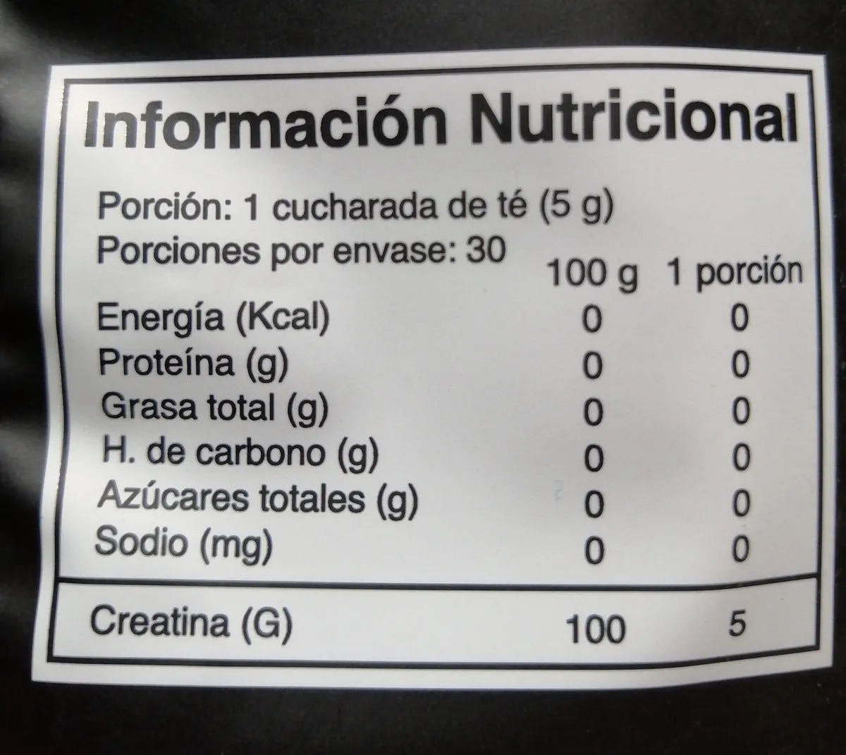 Creatina Monohidratada en Polvo Zeo Sport