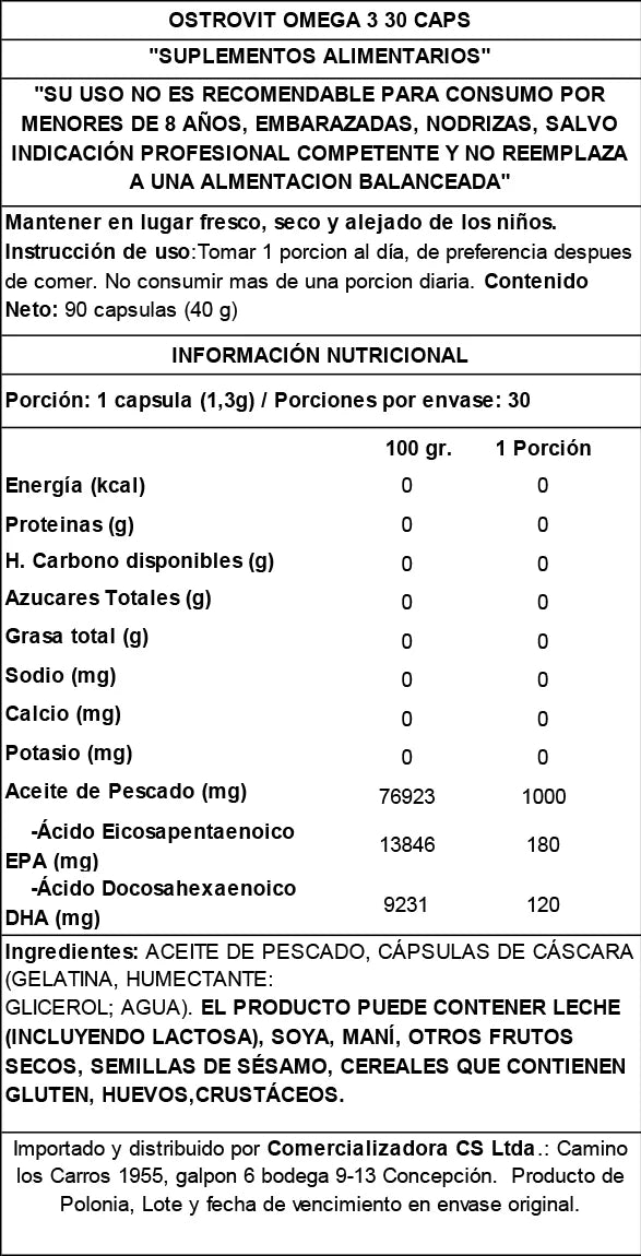 OMEGA 3 OSTROVIT 90 CAPSULAS