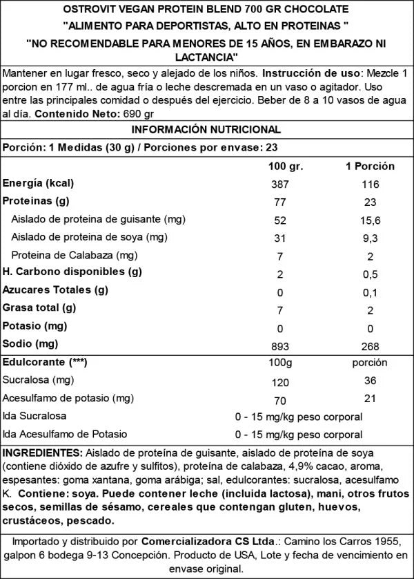 Proteina Vegana Blend Ostrovit 1.5 Lbs