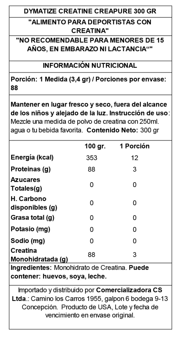 Creatine Dymatize Creapure 300 Grs